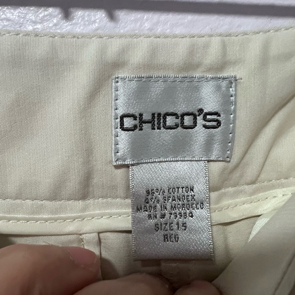 Chico's Cream straight wide leg trousers 10/M - Picture 2 of 10